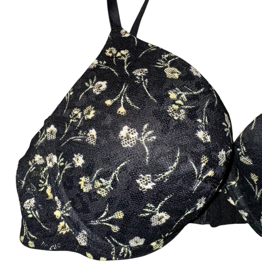 PINK Victoria’s Secret NWT Wear Everywhere PushUp Bra, Black Gold Floral, 36B - Picture 4 of 9